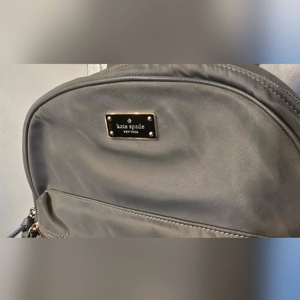 Kate Spade Grey Leather Backpack Gold Hardware Pebbled Mini Bag Purse